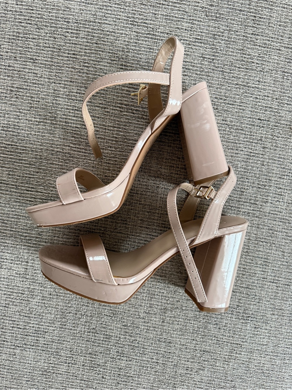 Mix No. 6 Nude Patent Platform Block Heel Sandals | Size 7.5